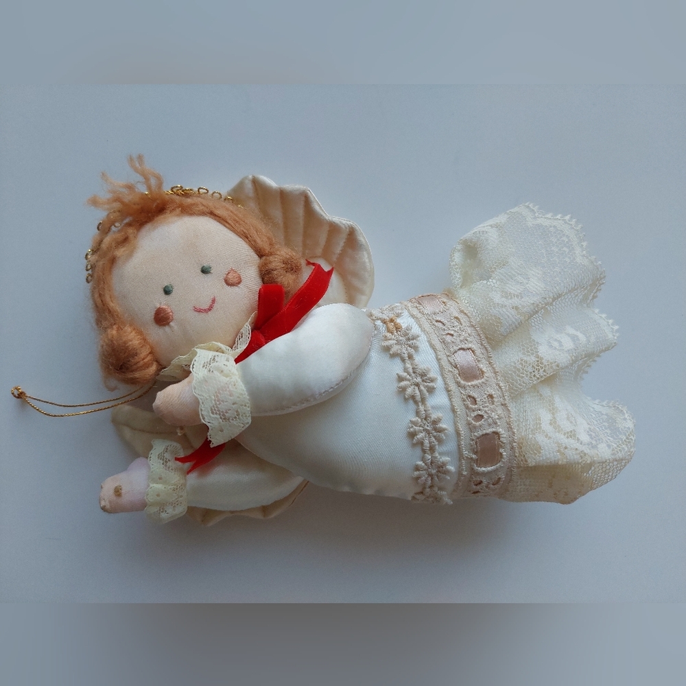 RARE VTG House Of Hatten Angel Red Hair Christmas Tree Plush Ornament 7"